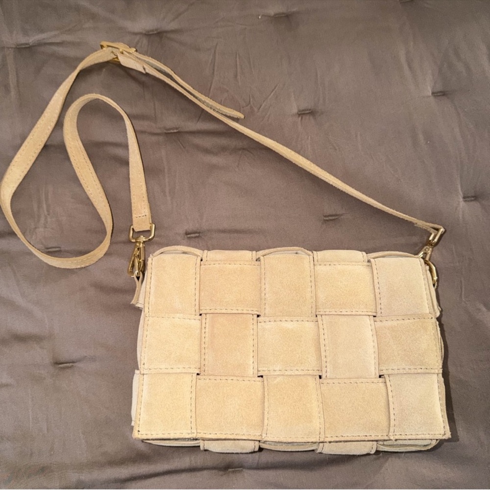 VIOLA CASTELLANI Suede Padded Woven Crossbody
